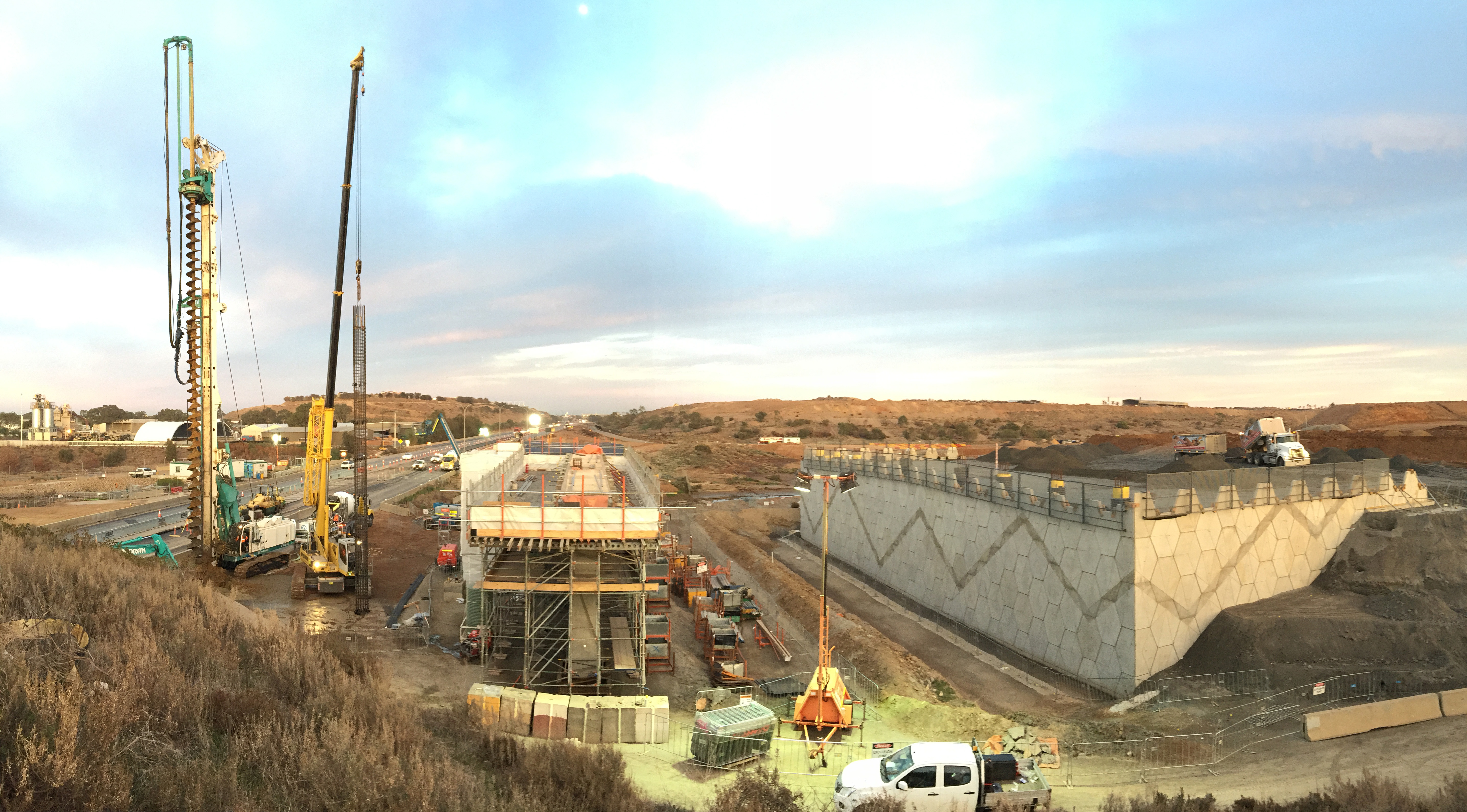 Pilings for the bridge over the Port River Expressway - 2018