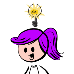 Cartoon of a girl with a light bulb above her head.