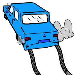 Cartoon of a car doing a burnout.
